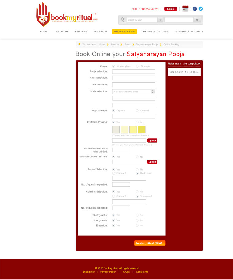 BookMyRitual Online Booking Page Design