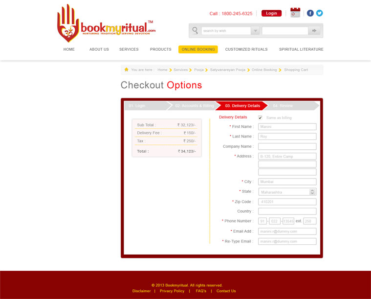 BookMyRitual Checkout Page03 Design