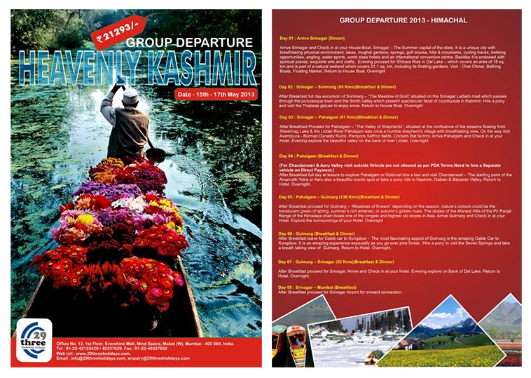 Fix Departure Kashmir tour Brochure design