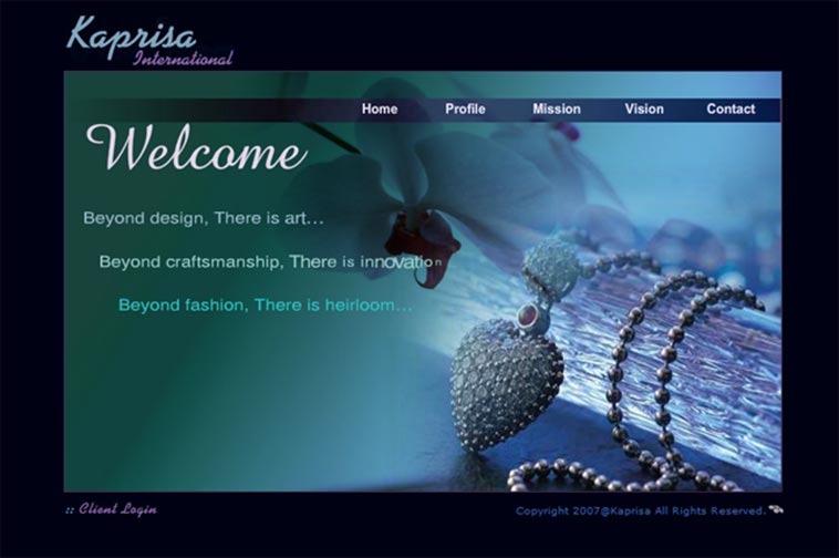 Kaprisa International Home Page Layout