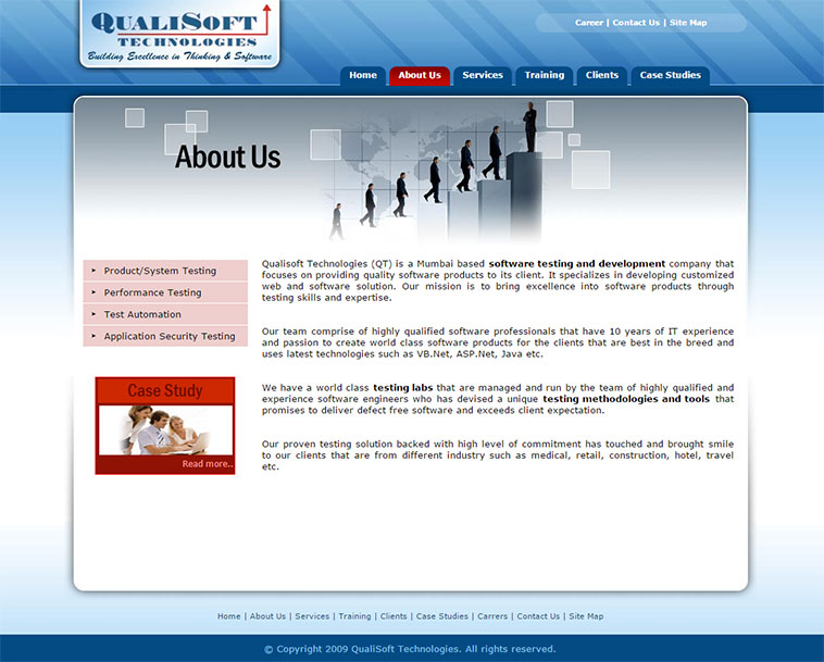 Qualisoft Technologies About Us Page Layout