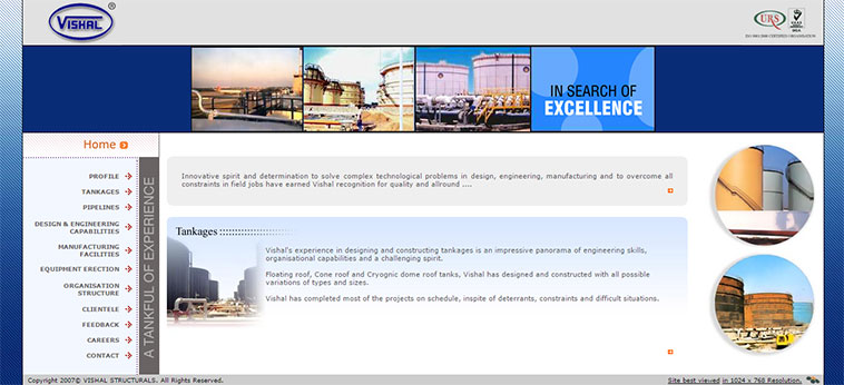 Vishal Structurals home page layout